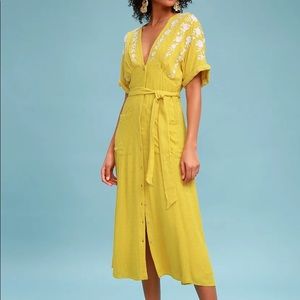 FREE PEOPLE Love To Love You Button-Up Midi Dress